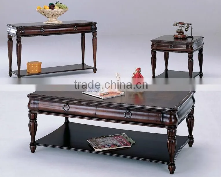 CF30026 Unique turned legs Accent Coffee Table & Accent End Table & Accent Sofa Table with drawer and shelf