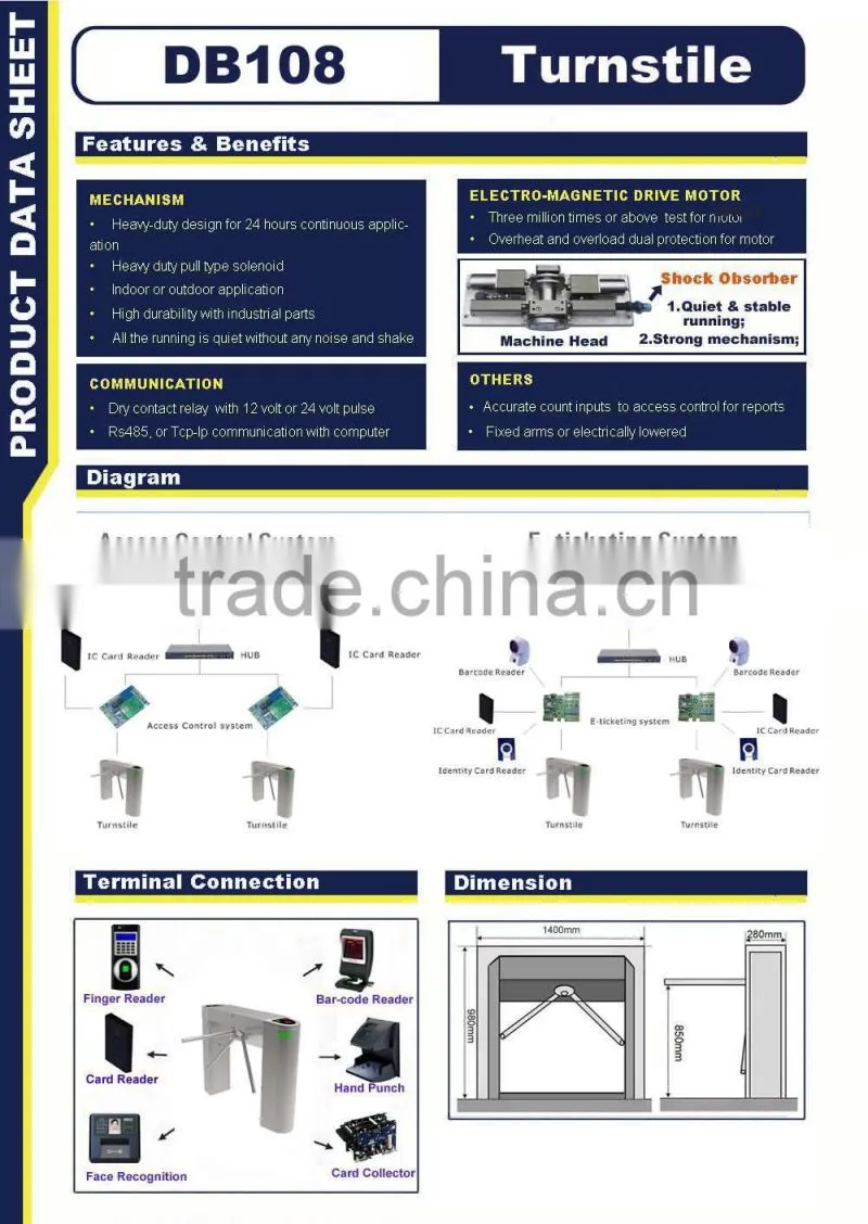 Electronic Turnstile Barrier Gate Wholesale Price Waterproof Tripod Security Turnstile