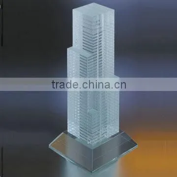 Wholesale high quality optical custom 3d crystal high building model for office table centerpieces