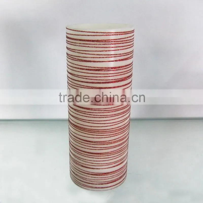 Battery powered wax led candle with decal fake candle pillar
