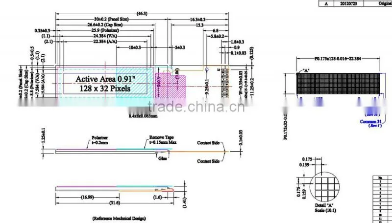128 * 32 oled LCD 0.91 -inch LCD display module