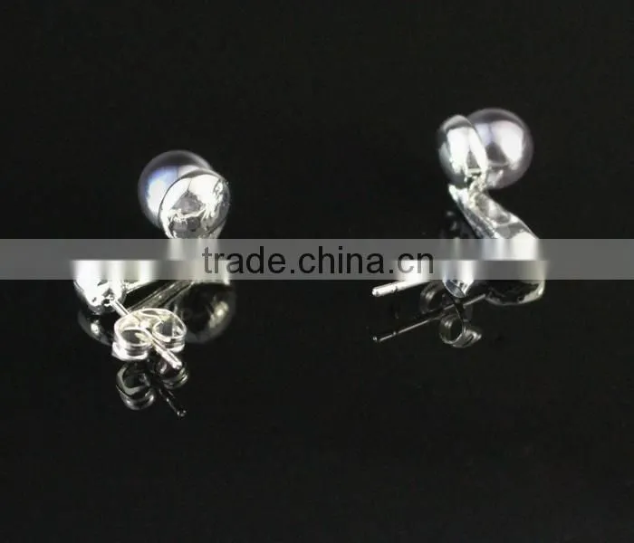 austrian crystal black pearl stud earrings