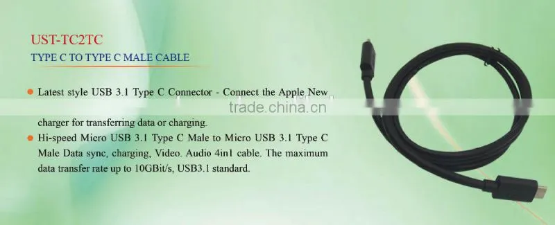 High Speed 1M 10Gbps USB 3.1 Type C Male to Typec Male Charger Sync Date Cables For Mobile Phone Hard Driver