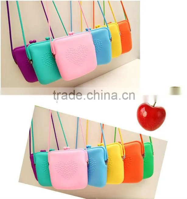 Candy color silicone bag purse silicone jelly bag shoulder diagonal package