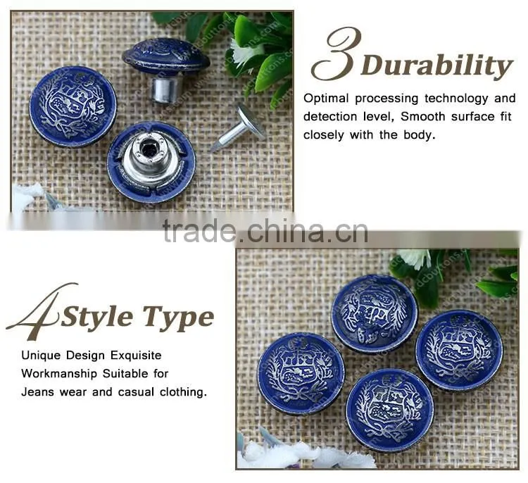 17mm Oeko tex100 wholesale fashion custom metal snap button for jacket