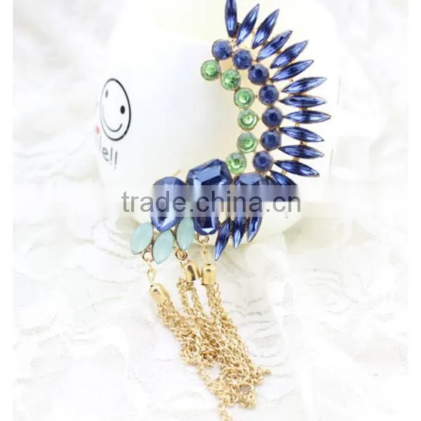 sample order sapphire with chain ear cuff wrap clip earring