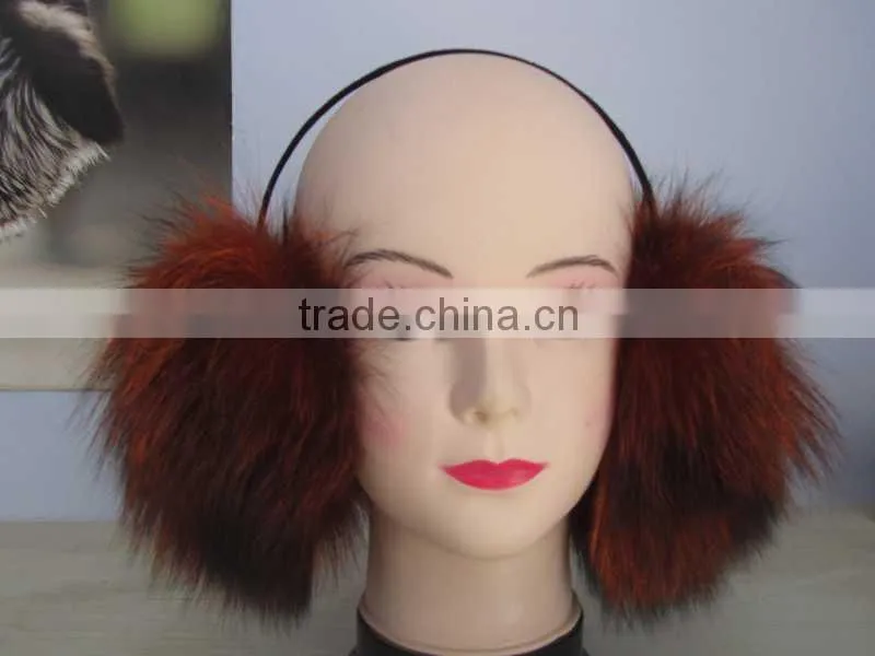 multy color warm fox fur hat earmuffs
