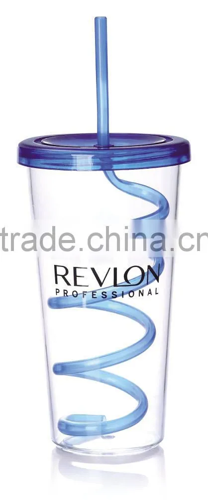 Eco-friendly 24OZ Plastic Juice Tumbler With Straw