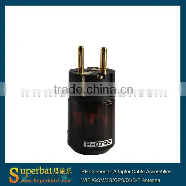 New P-079e Gold Plated Schuko EU Mains plug, connector IEC connector