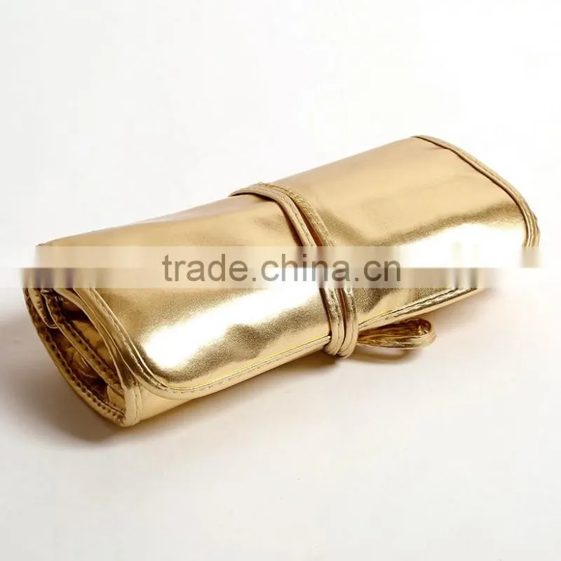 New Arrival 24pcs Gold PU Leather Aluminum Ferrule Brush
