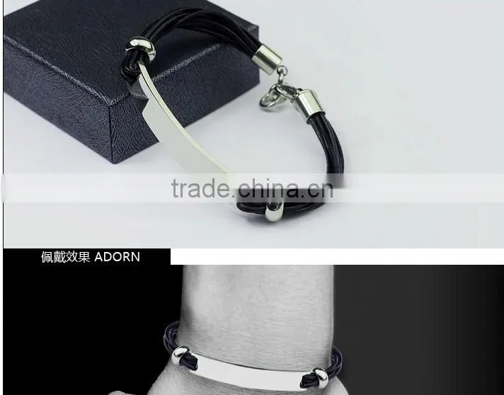 2014 leather bracelet , 9268 fashion stainless steel bracelet