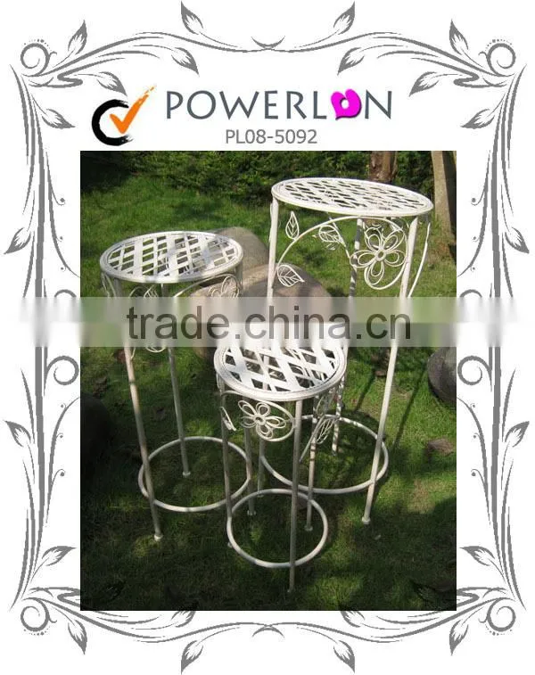 Cheap Price Classic Antique Design S/3 Metal Plant Stand Garden Ornament For Decking Patio J08M TS05 G00 X00 PL08-5092
