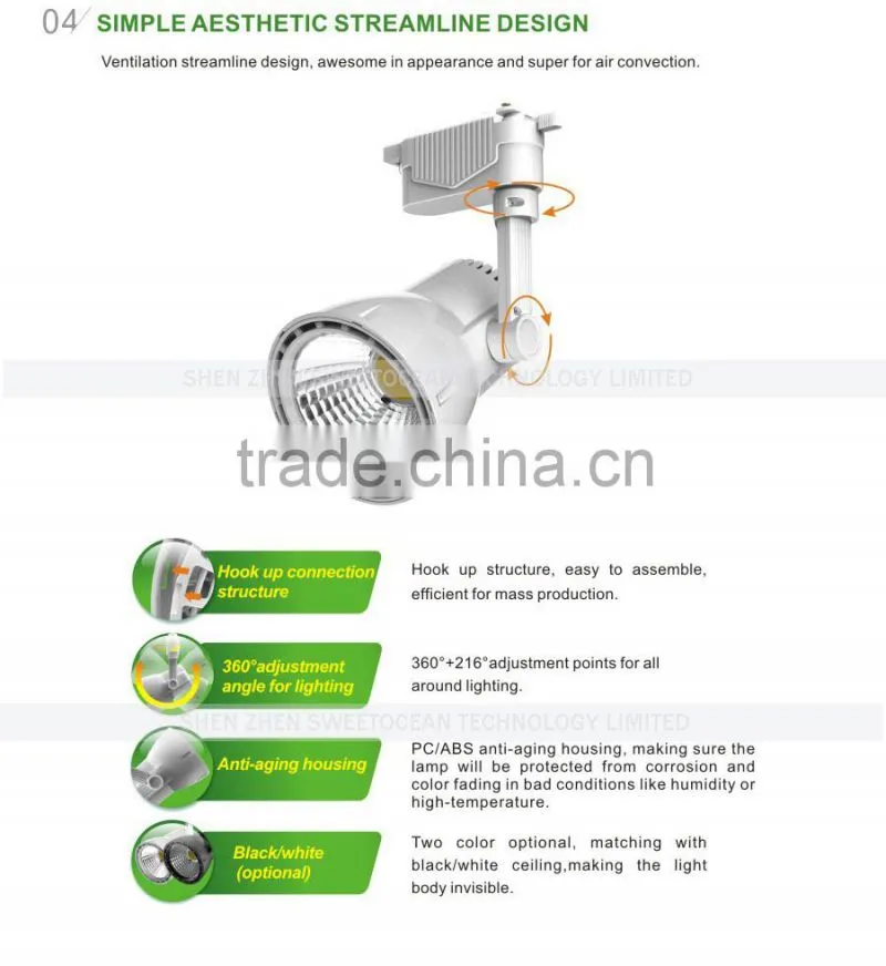 Super Brightness--30W COB Track Light 110lm/watt cooling fan