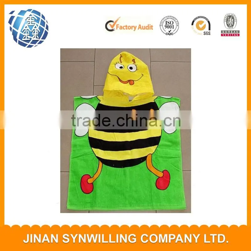printed poncho hooded beach towel for kids