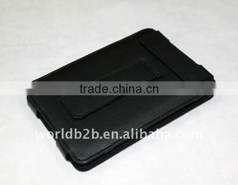 Black Slim Leather Case Folio with Multi Adjustable Viewing Angles for Amazon Kindle 4 and Kindle Touch E-Reader