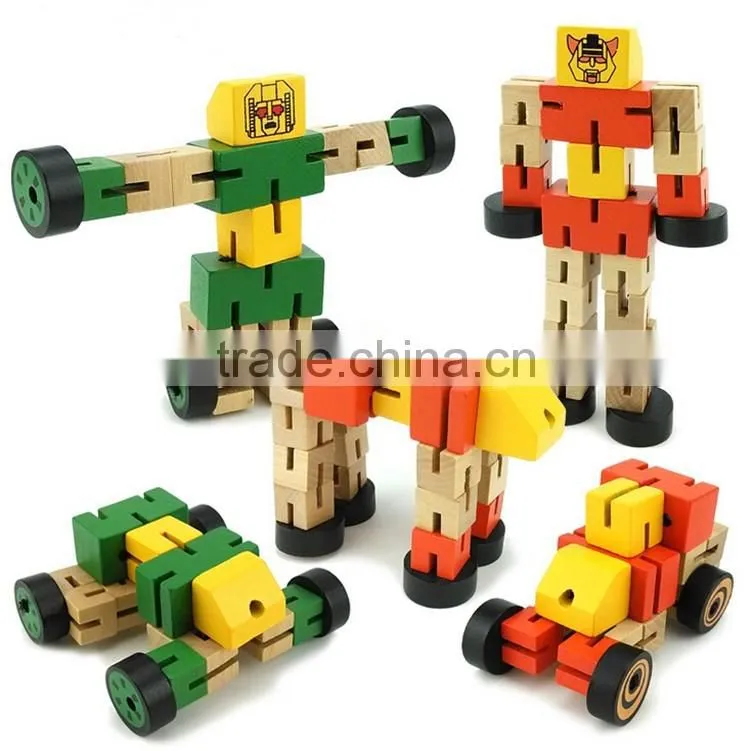 Mini wooden toy autobot