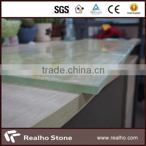 honey onyx with laminated glass panel