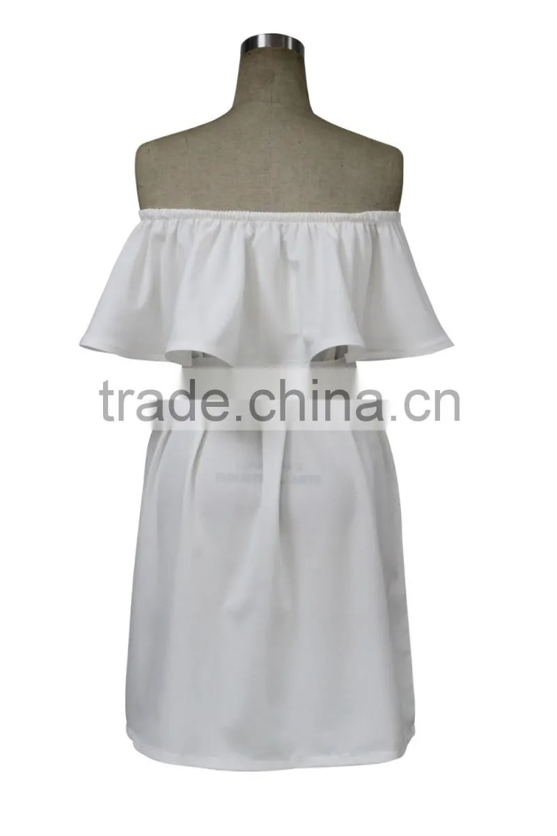 Best Selling desinger off shoulder dress with waistband many colors good quality made in China