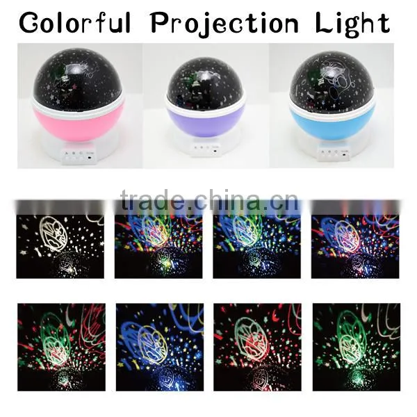 2015 New design Color changing night light Best selling Projection Rotating Night Light