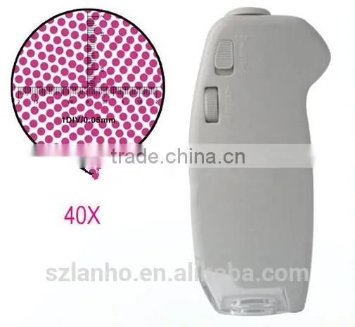40x Portable Microscope with LED Lamp and Scale Illuminated Magnifier and Loupe