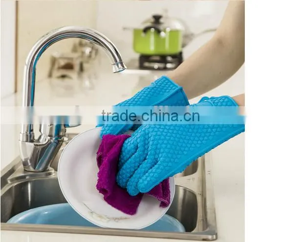Heat Resistant Oven Mitts Pot Holders Silicone Cooking BBQ Grill Gloves / silicone oven mitts for oven cooking