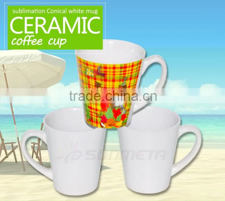 Sunmeta Hot Sale 12oz conical ceramic white sublimation mug
