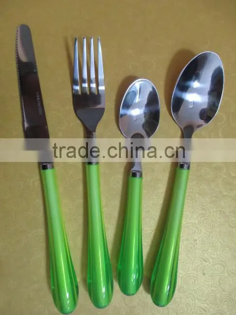 24PCS Stainless Steel Dining Set with Plastic Handle - KX-P024 PS