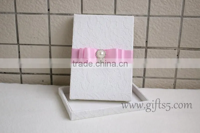 White lace fabric wedding invitation card box