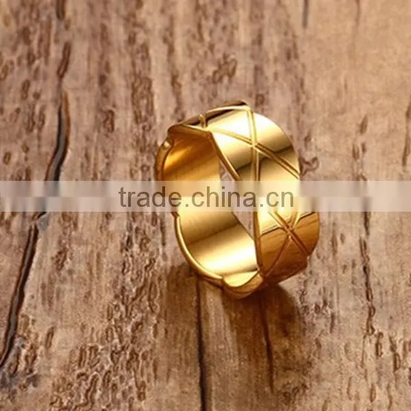 Fashion Personality Gold Plated 8 MM Stainless Steel Men Ring