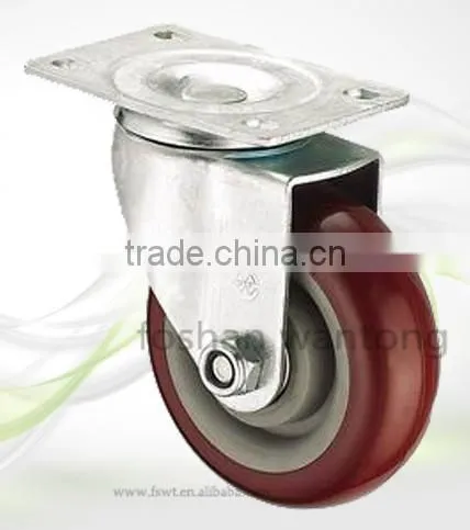 5 Inch Black Metal Plate Industrial Fixed Polyurethane Caster Wheel