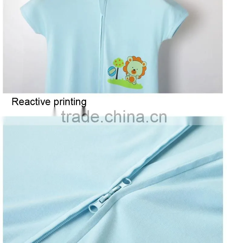 100% cotton anti kicking infant baby short sleeve child foot sleeping ba0g for summer cute lion cartton blue style