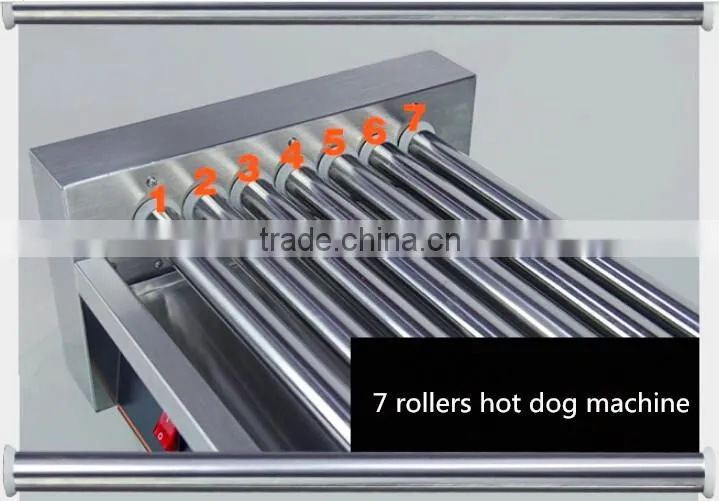 Hot sale 5/7/9 rollers stainless steel commercial hot dog machine/maker/grill