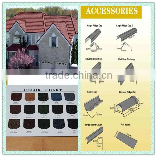 Shingle colored clay metal roofing tile for villa building