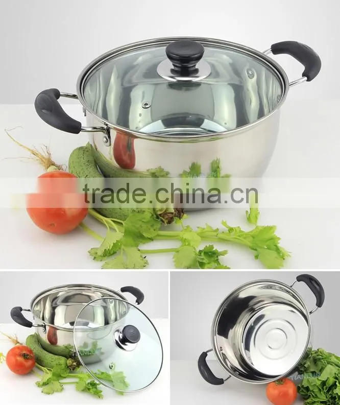 Fashion double bottom stainless steel soup pot,healthy double wall vacuum soup pot,factory stockpot soup pot&milk pot with cover