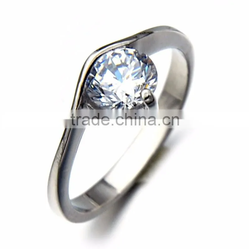 Unique Design Luxury Zircon Wedding Band Finger Rings Women Stainless Steel Engagement Ring