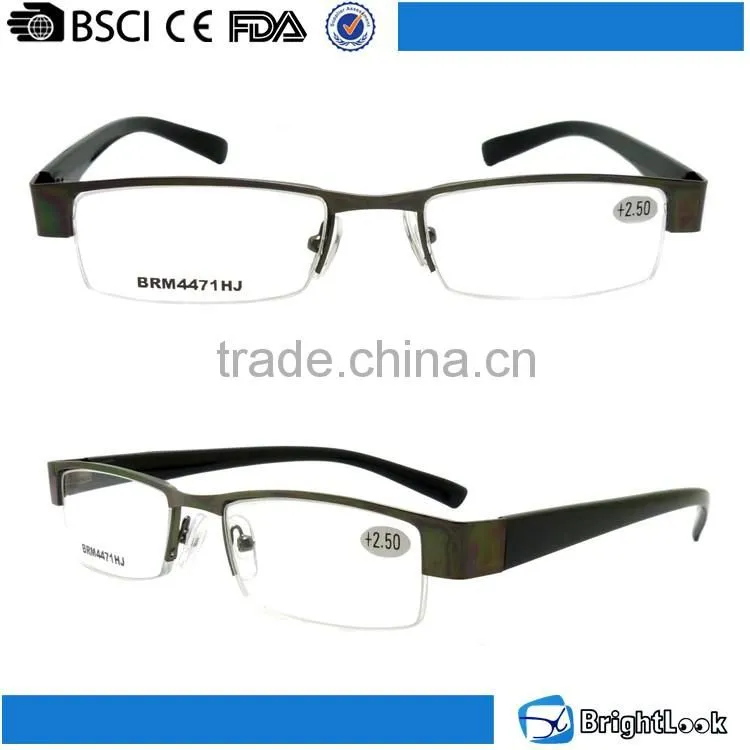 Bulk wholesale metal half frame pc temple mens reading glasses