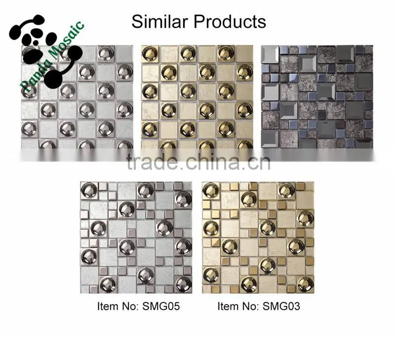 SMG04 elegant silver foil wallpaper hand cut wall tile design picture silver mosaic waterproof glass mosaic wall