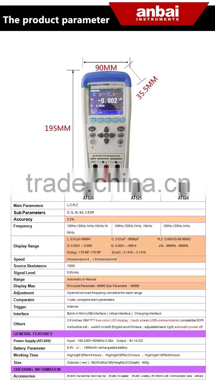 Manufacturer of AT824 Digital LCR Meter Portable LCR Meter