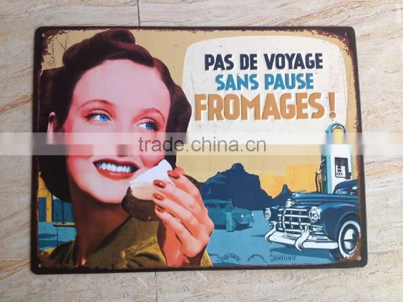 advertising vintage custom embossed tin sign
