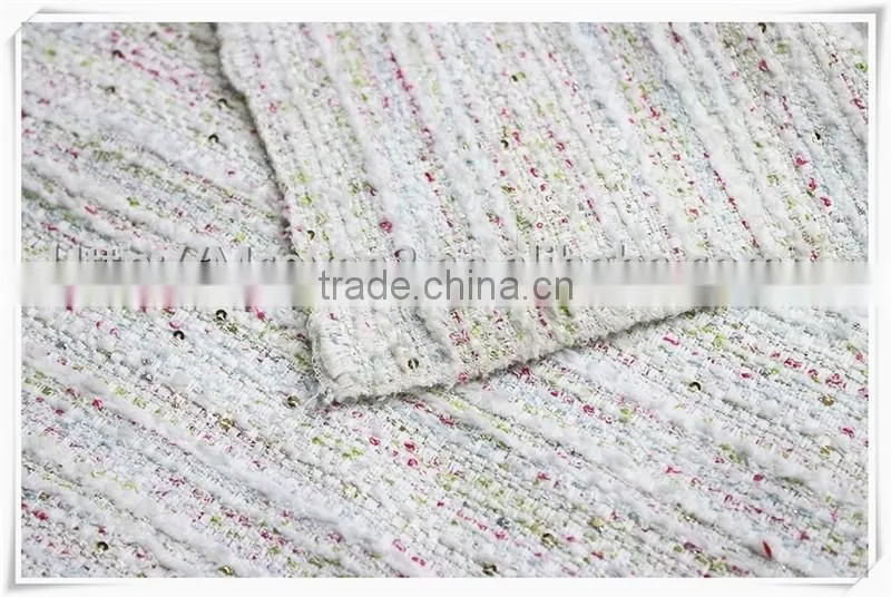 2016 Fashion white thick tweed fabric, heavy woolen tweed fabric for winter garment