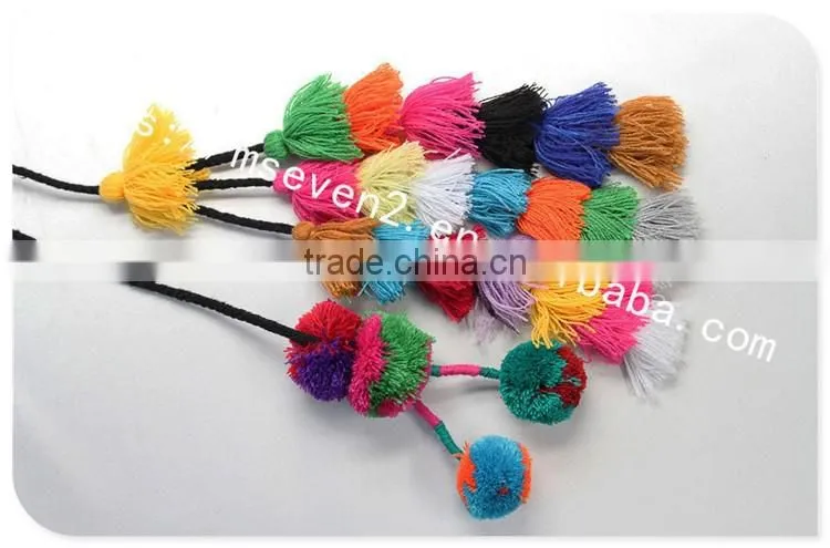 Hot selling colorful pom pom ball cotton tassel cord for decoration