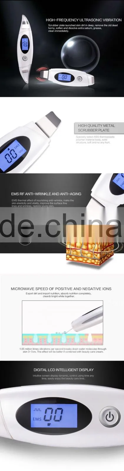 (CE) hot sale ultrasonoic scrubber peeling/exfoliator sonic peeler skin scrubber home use