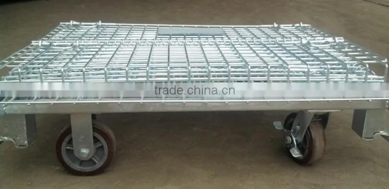 Metal box with wheels, wire mesh cage