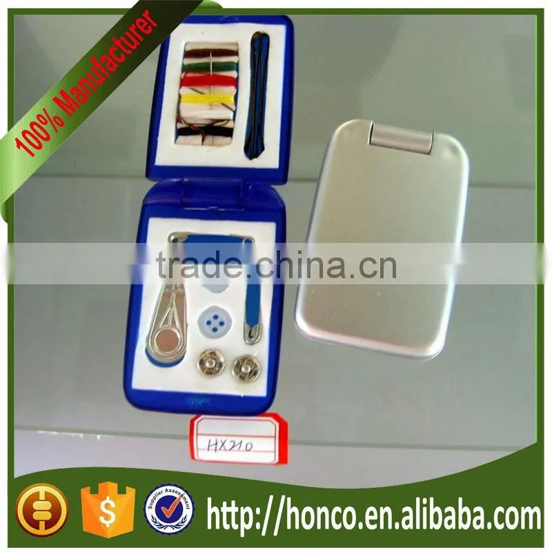 travel mirror with brush and sewing kit