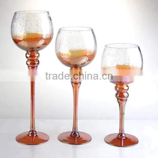 3-tier long-stemmed cheap glass candle holder