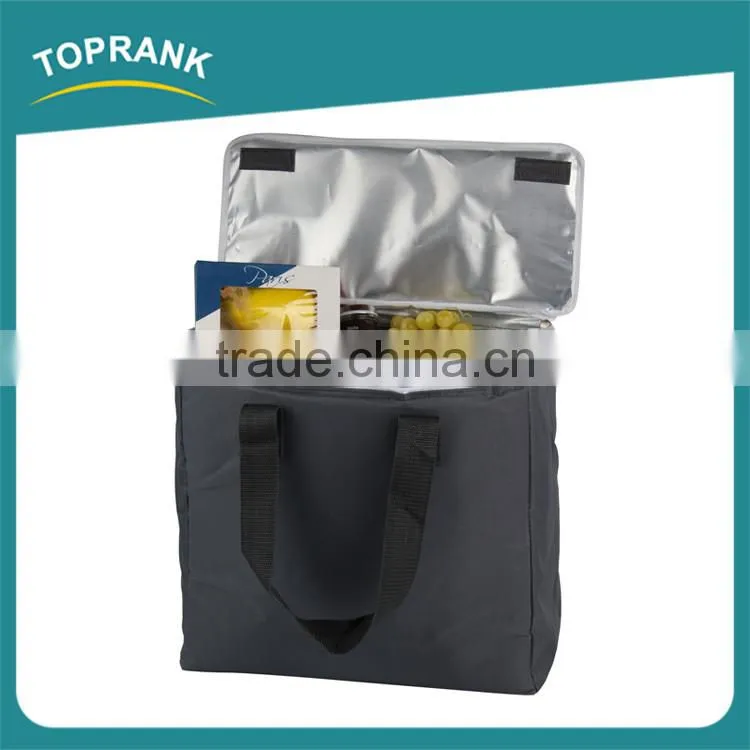 Cheap wholesale promotional blank soft 600D insulated tote cooler bag for frozen food
