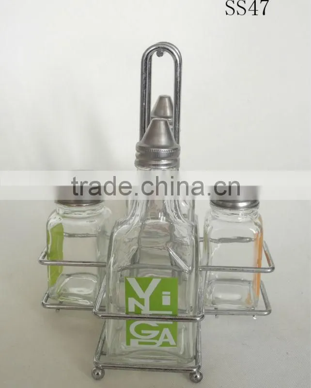 clear square glass spice jar set with metal lid