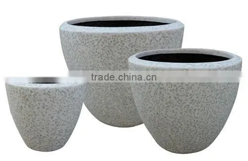sandstone round flower pot with glass pieces garden pots