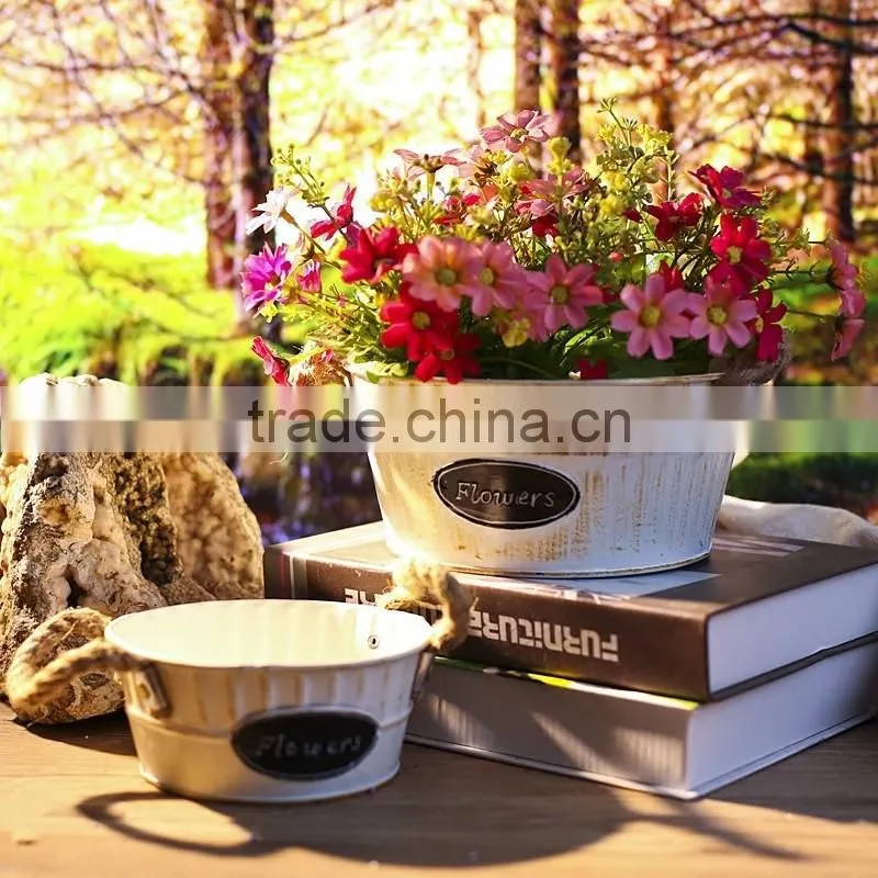 GARDEN BUCKET, GALVANIZED METAL FLOWER BUCKET, DECORATIVE GARDEN BUCKET