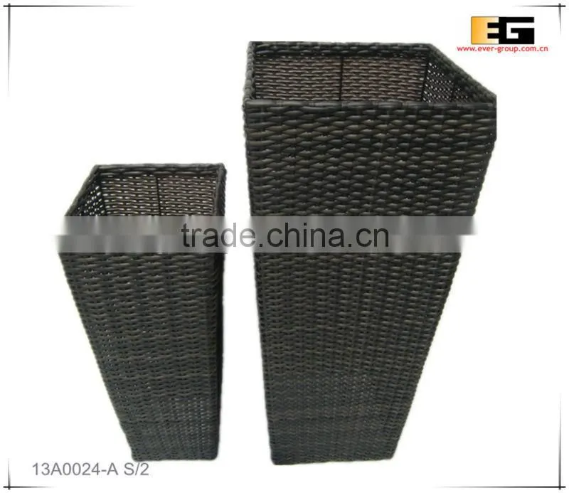 Square PE/Plastic rattan with liner deco planter